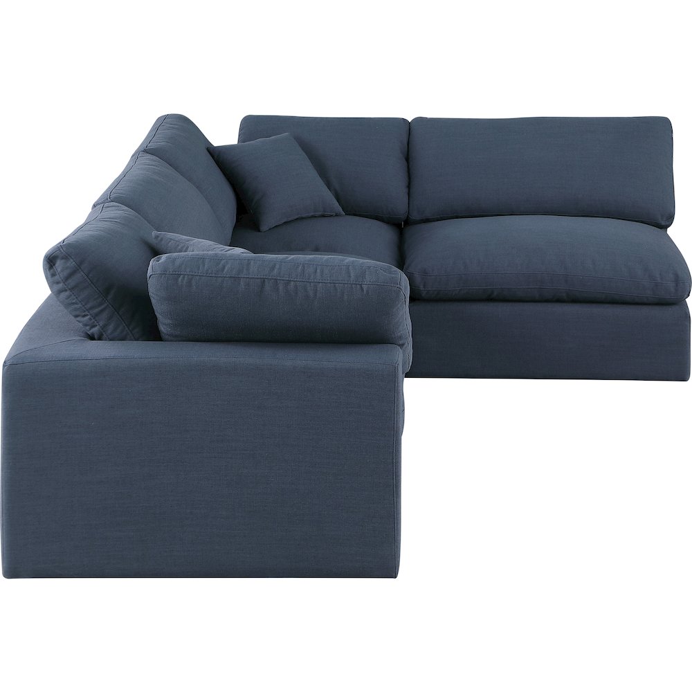 Comfy Navy Linen Textured Fabric Modular Sectional