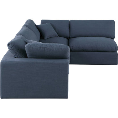 Comfy Navy Linen Textured Fabric Modular Sectional