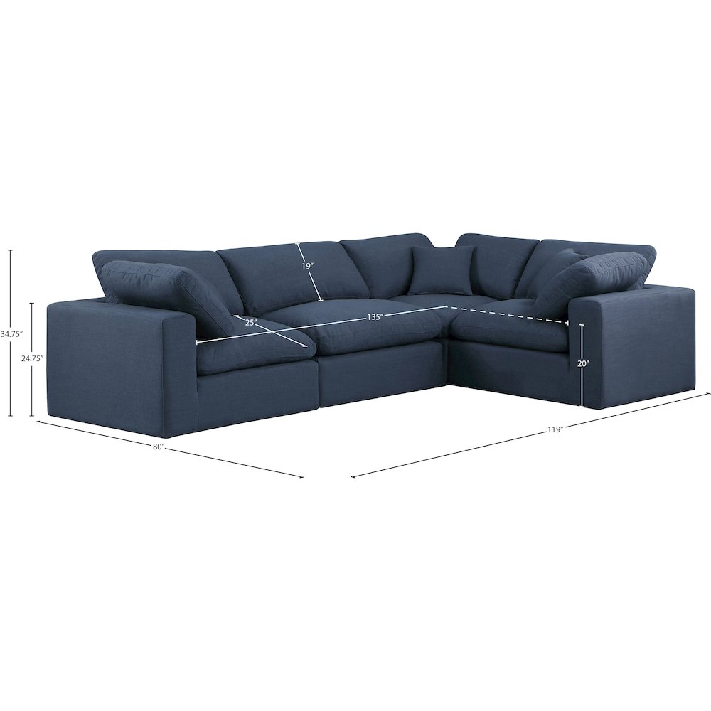 Comfy Navy Linen Textured Fabric Modular Sectional
