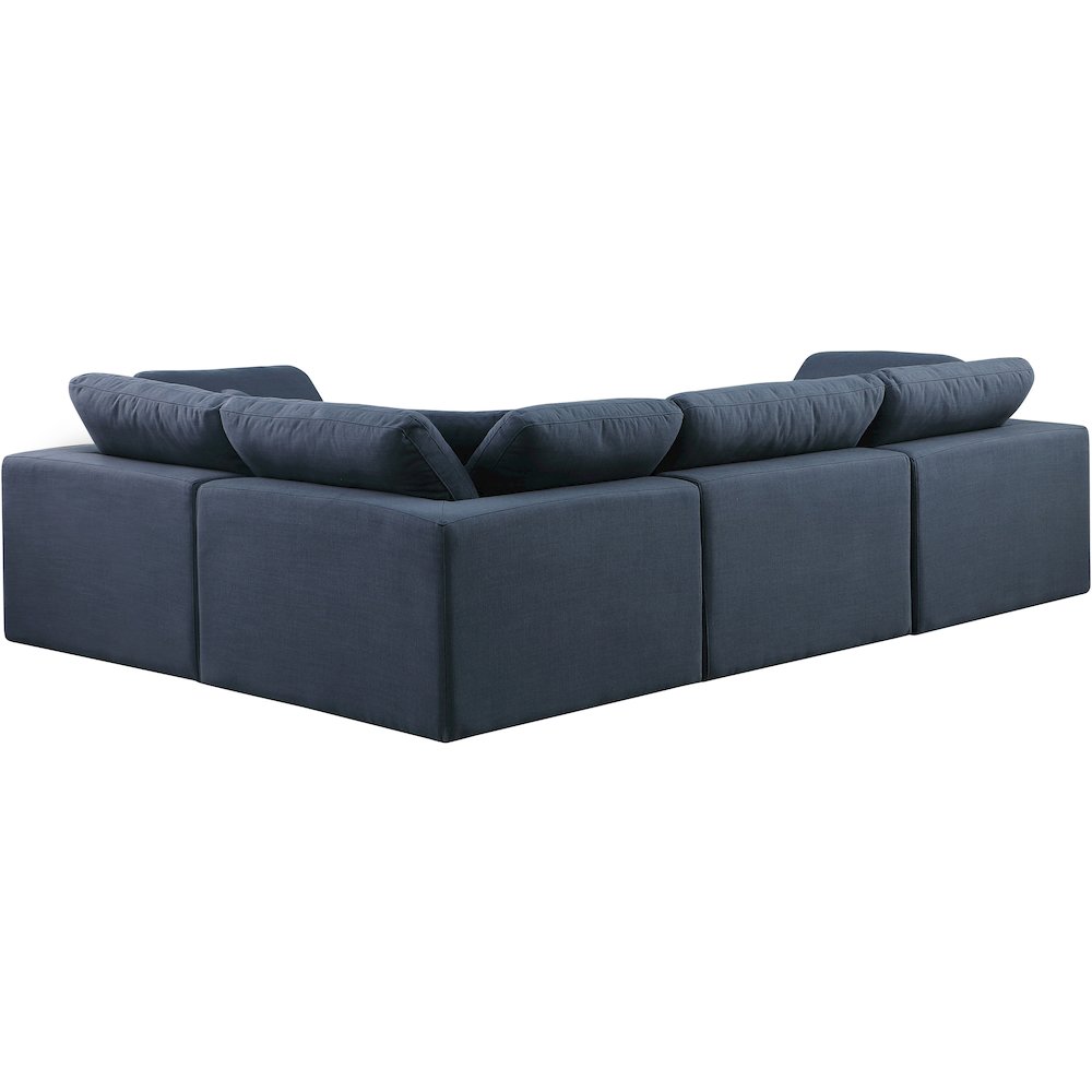 Comfy Navy Linen Textured Fabric Modular Sectional