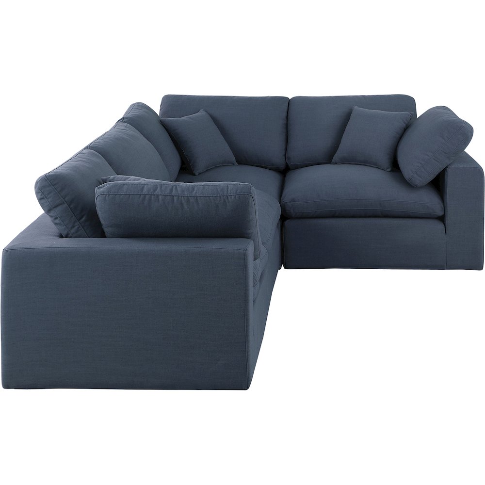 Comfy Navy Linen Textured Fabric Modular Sectional