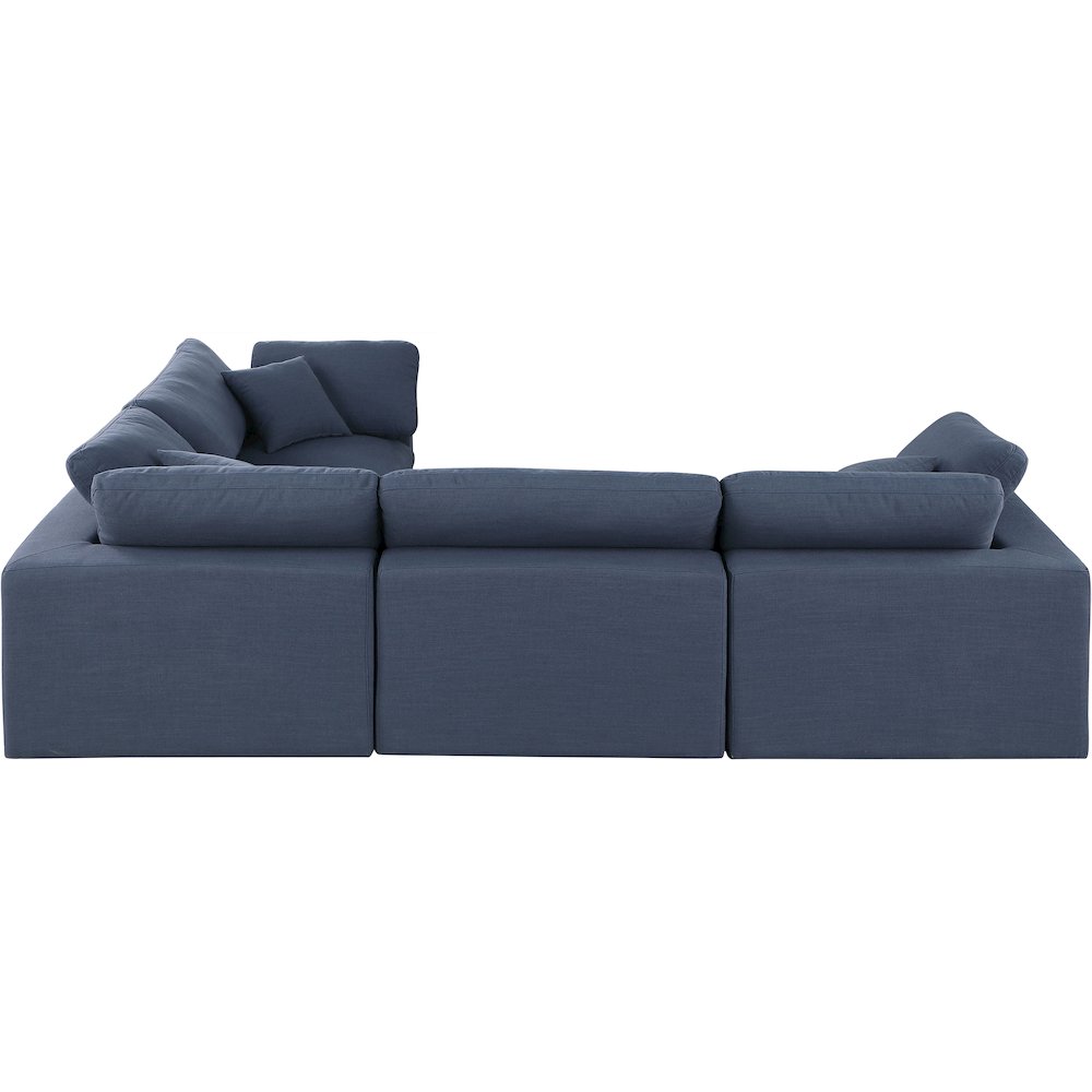 Comfy Navy Linen Textured Fabric Modular Sectional