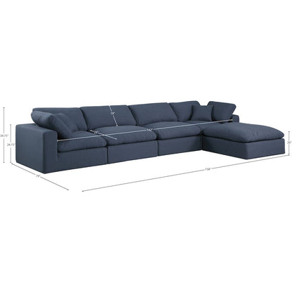 Comfy Navy Linen Textured Fabric Modular Sectional