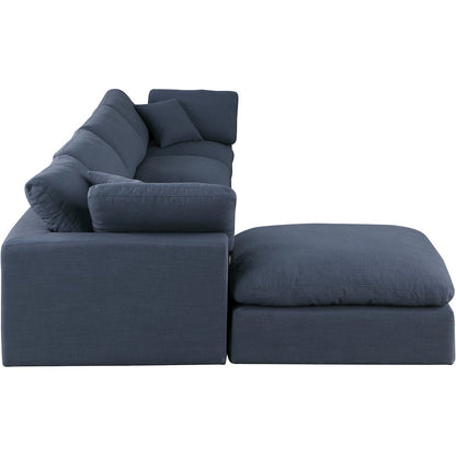 Comfy Navy Linen Textured Fabric Modular Sectional
