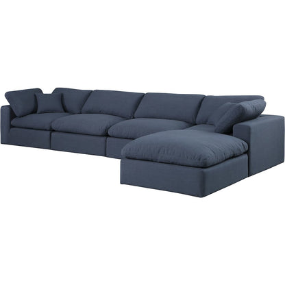 Comfy Navy Linen Textured Fabric Modular Sectional