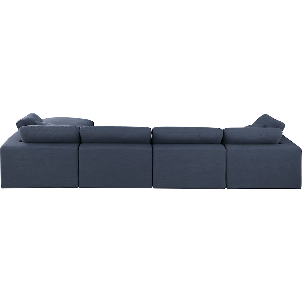 Comfy Navy Linen Textured Fabric Modular Sectional
