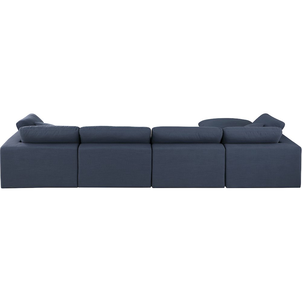Comfy Navy Linen Textured Fabric Modular Sectional