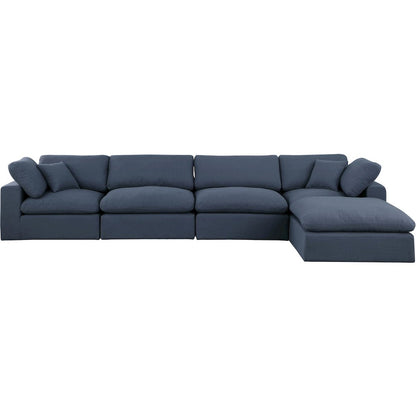 Comfy Navy Linen Textured Fabric Modular Sectional