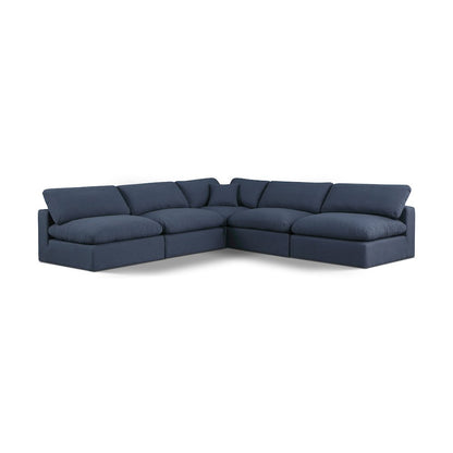 Comfy Navy Linen Textured Fabric Modular Sectional