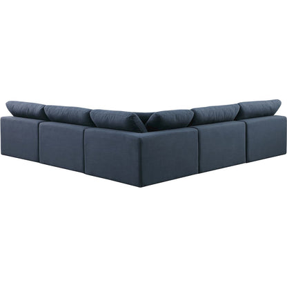 Comfy Navy Linen Textured Fabric Modular Sectional