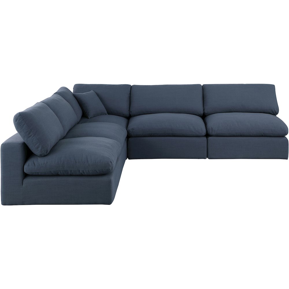 Comfy Navy Linen Textured Fabric Modular Sectional