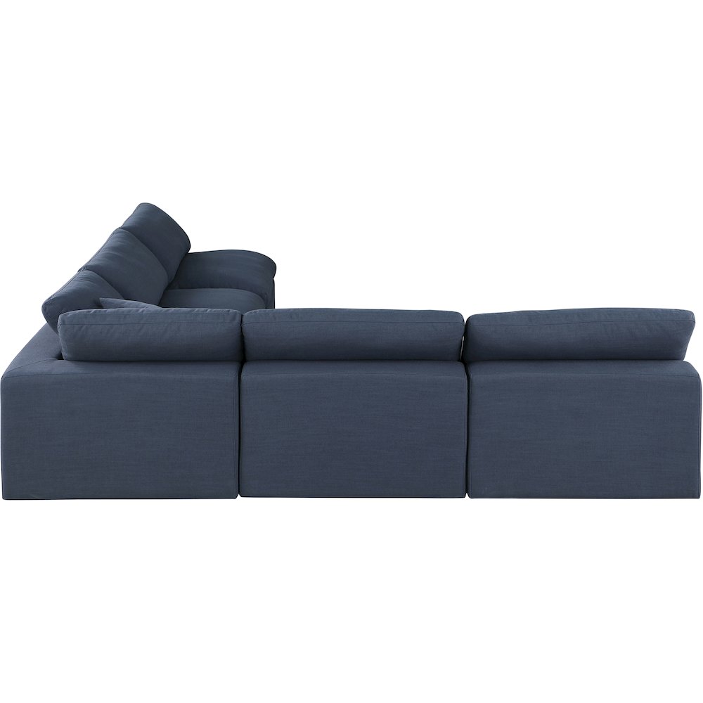 Comfy Navy Linen Textured Fabric Modular Sectional