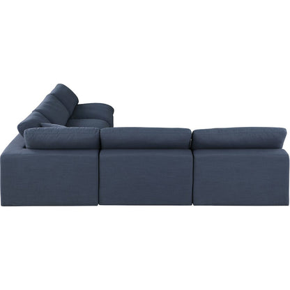 Comfy Navy Linen Textured Fabric Modular Sectional