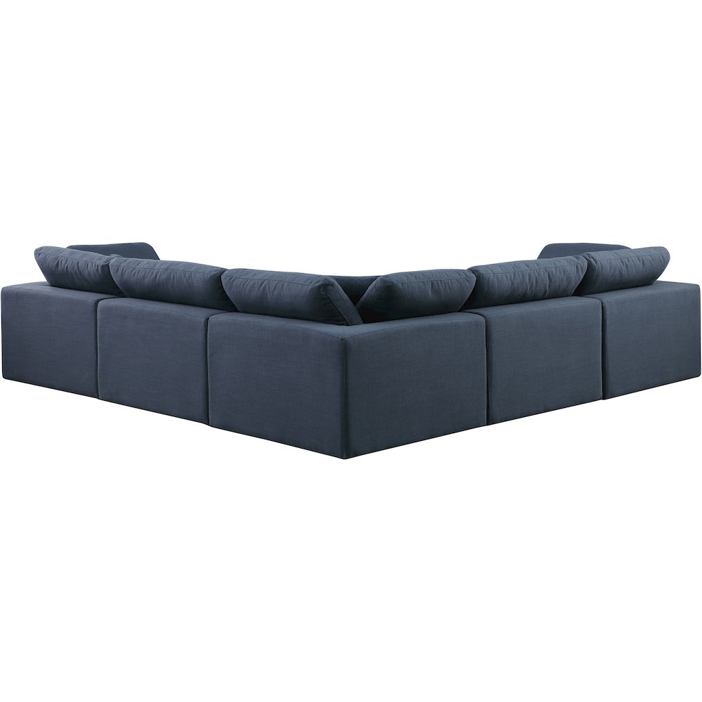 Comfy Navy Linen Textured Fabric Modular Sectional