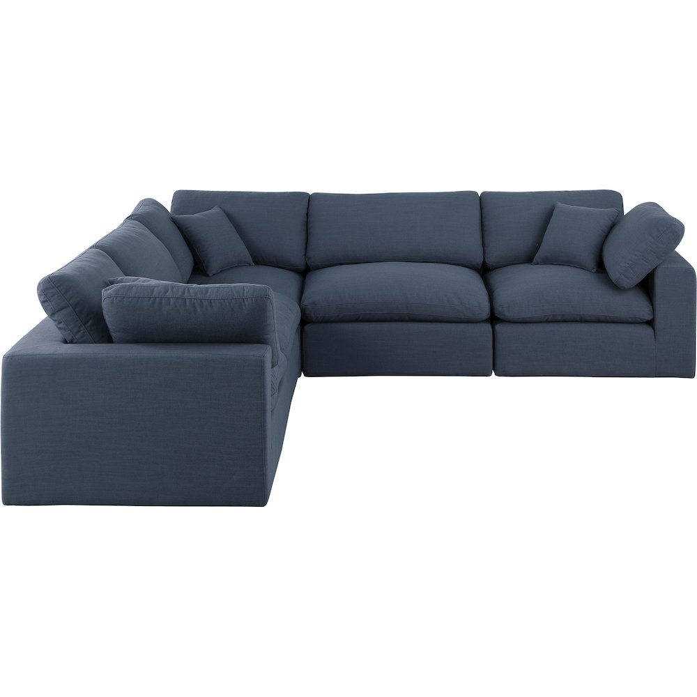 Comfy Navy Linen Textured Fabric Modular Sectional