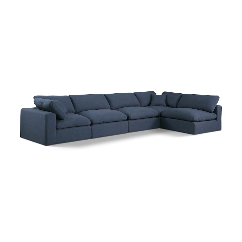 Comfy Navy Linen Textured Fabric Modular Sectional