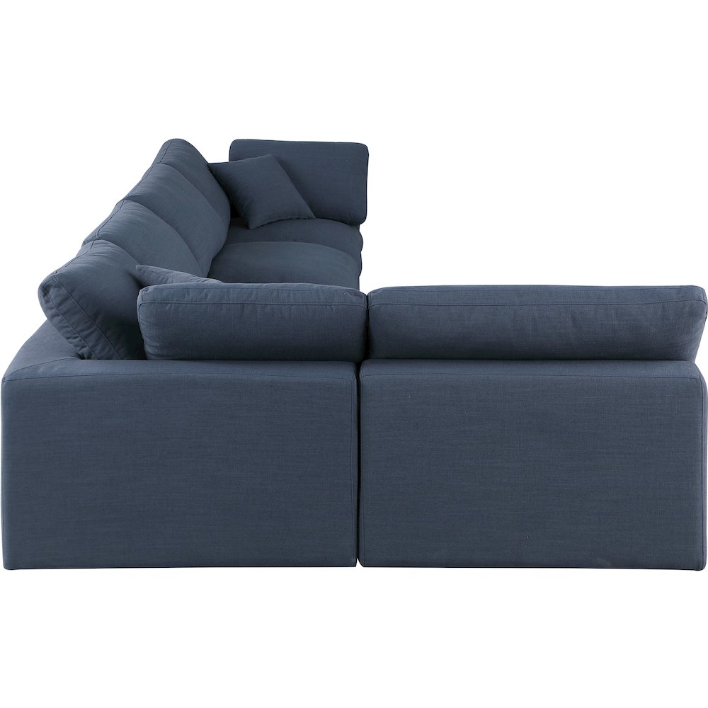 Comfy Navy Linen Textured Fabric Modular Sectional