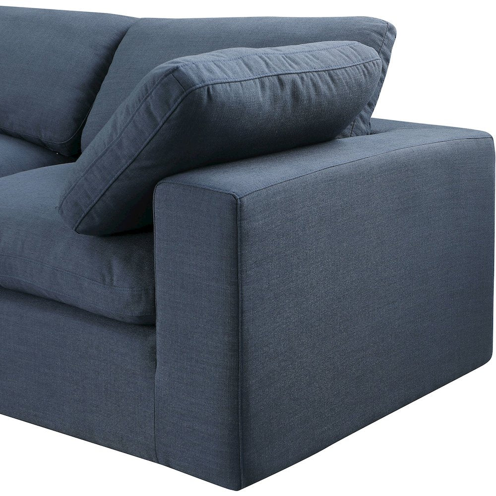 Comfy Navy Linen Textured Fabric Modular Sectional