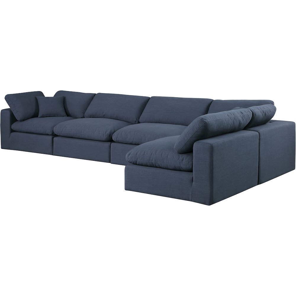 Comfy Navy Linen Textured Fabric Modular Sectional