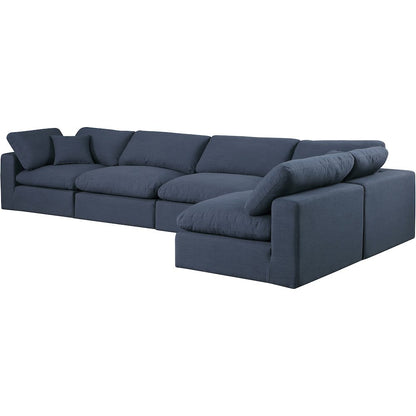 Comfy Navy Linen Textured Fabric Modular Sectional