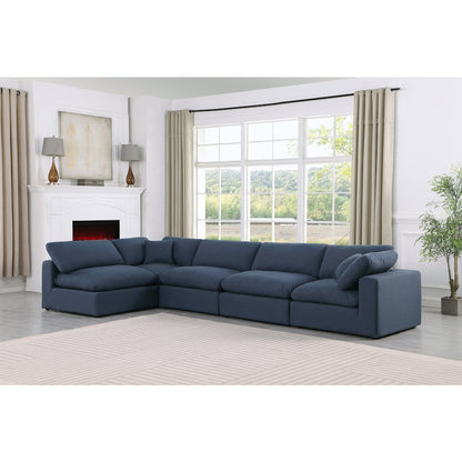 Comfy Navy Linen Textured Fabric Modular Sectional