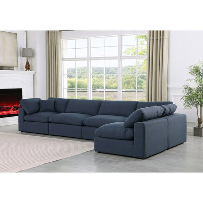 Comfy Navy Linen Textured Fabric Modular Sectional