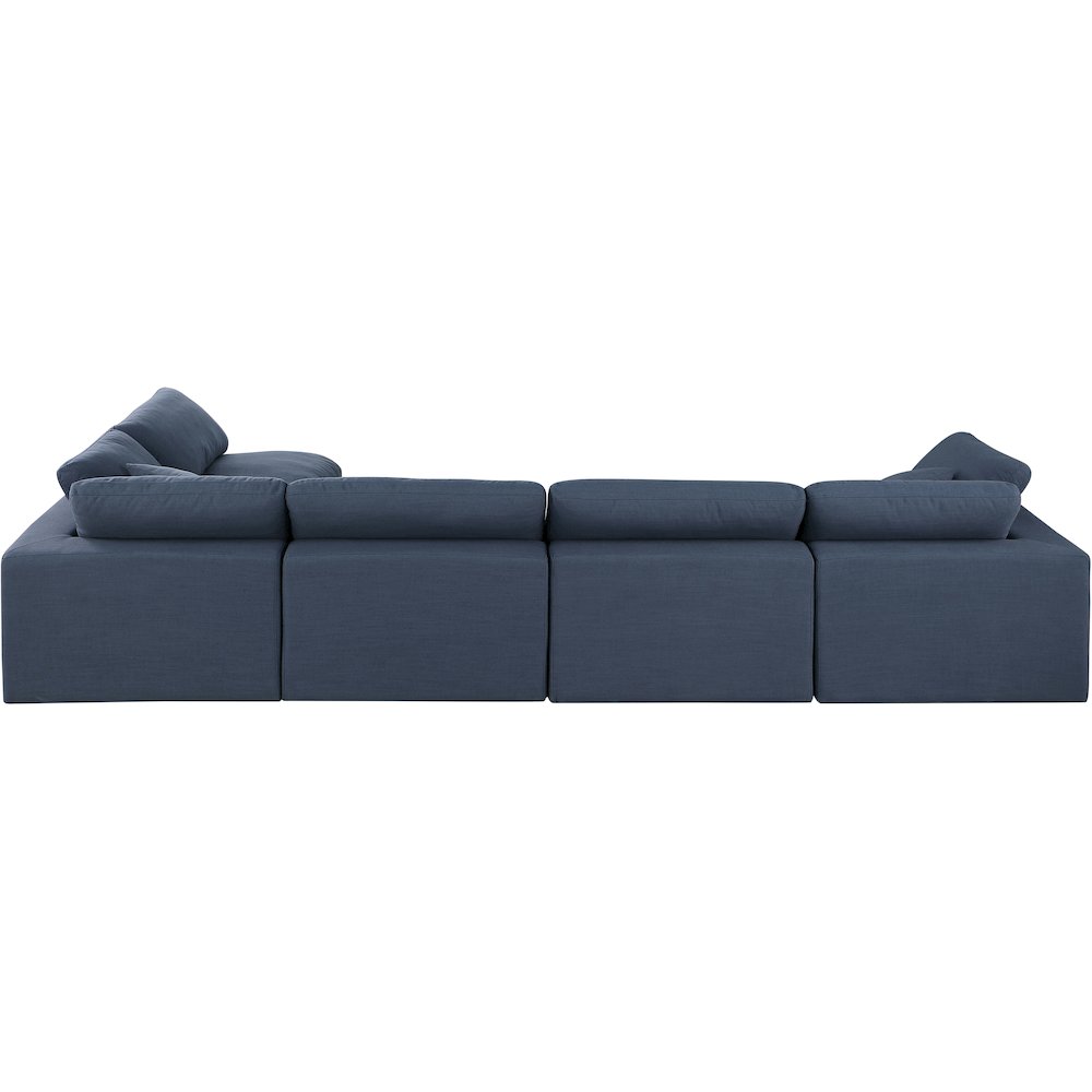 Comfy Navy Linen Textured Fabric Modular Sectional