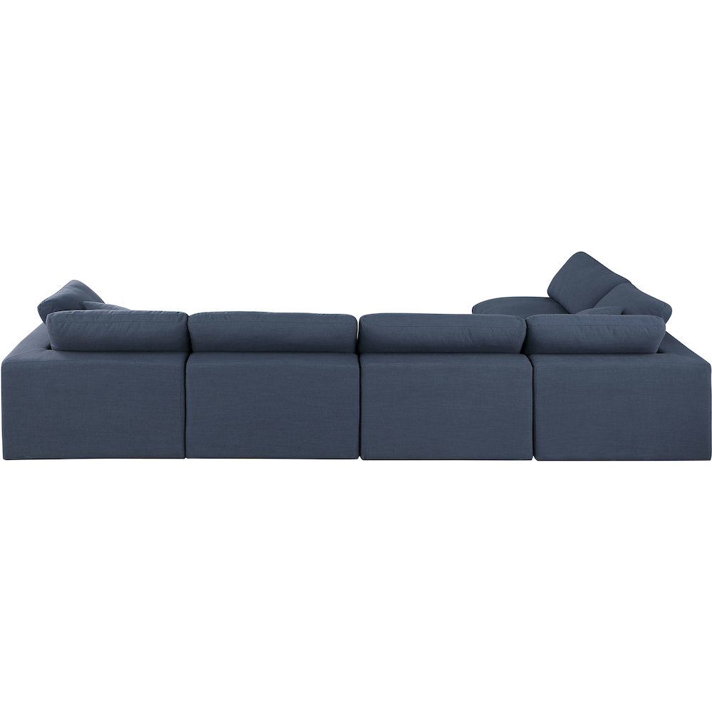 Comfy Navy Linen Textured Fabric Modular Sectional