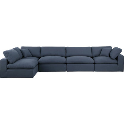 Comfy Navy Linen Textured Fabric Modular Sectional