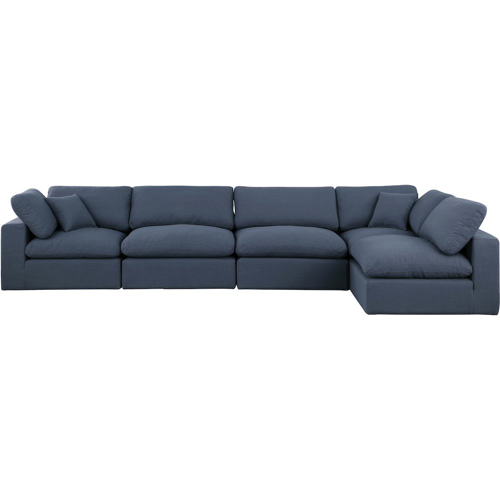 Comfy Navy Linen Textured Fabric Modular Sectional