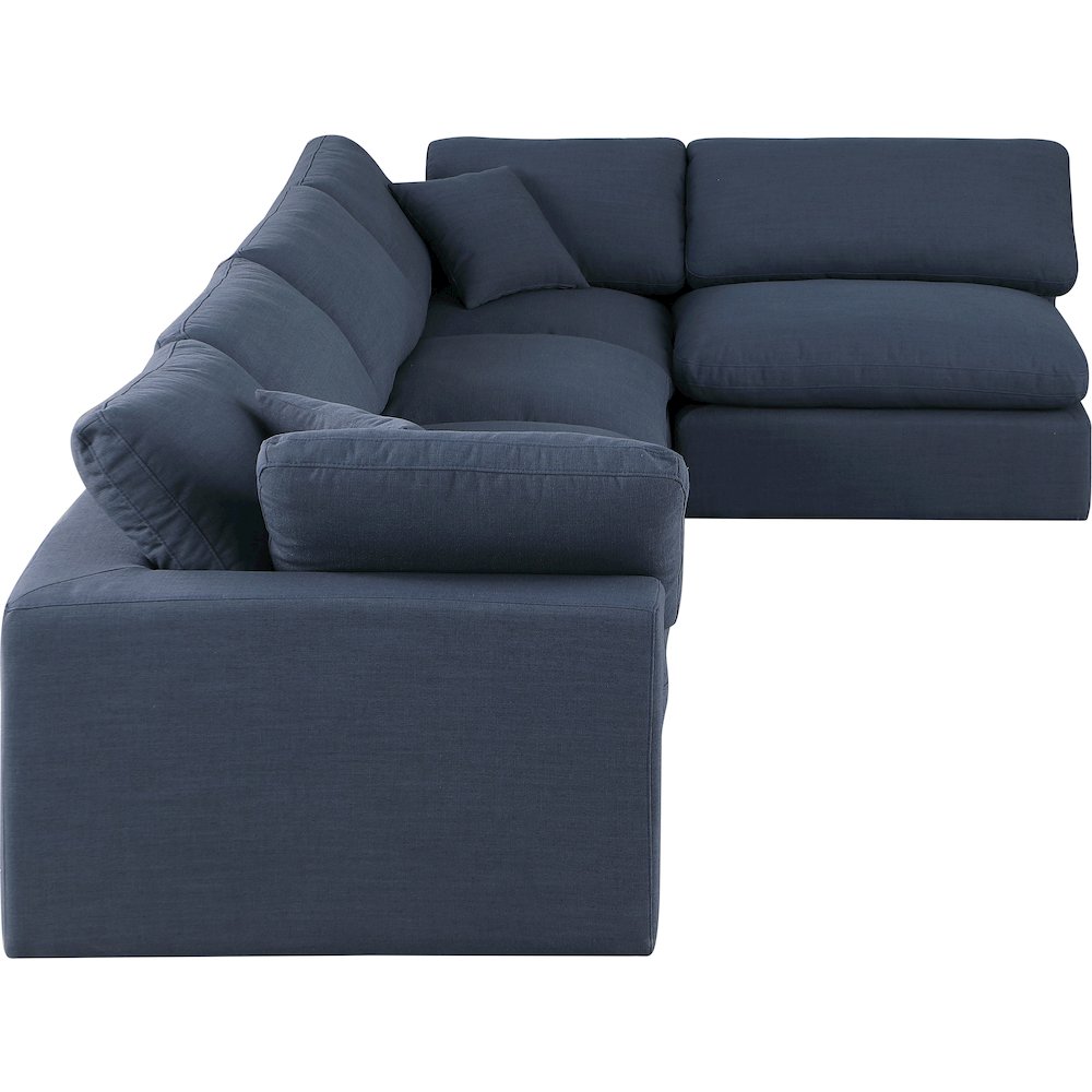 Comfy Navy Linen Textured Fabric Modular Sectional