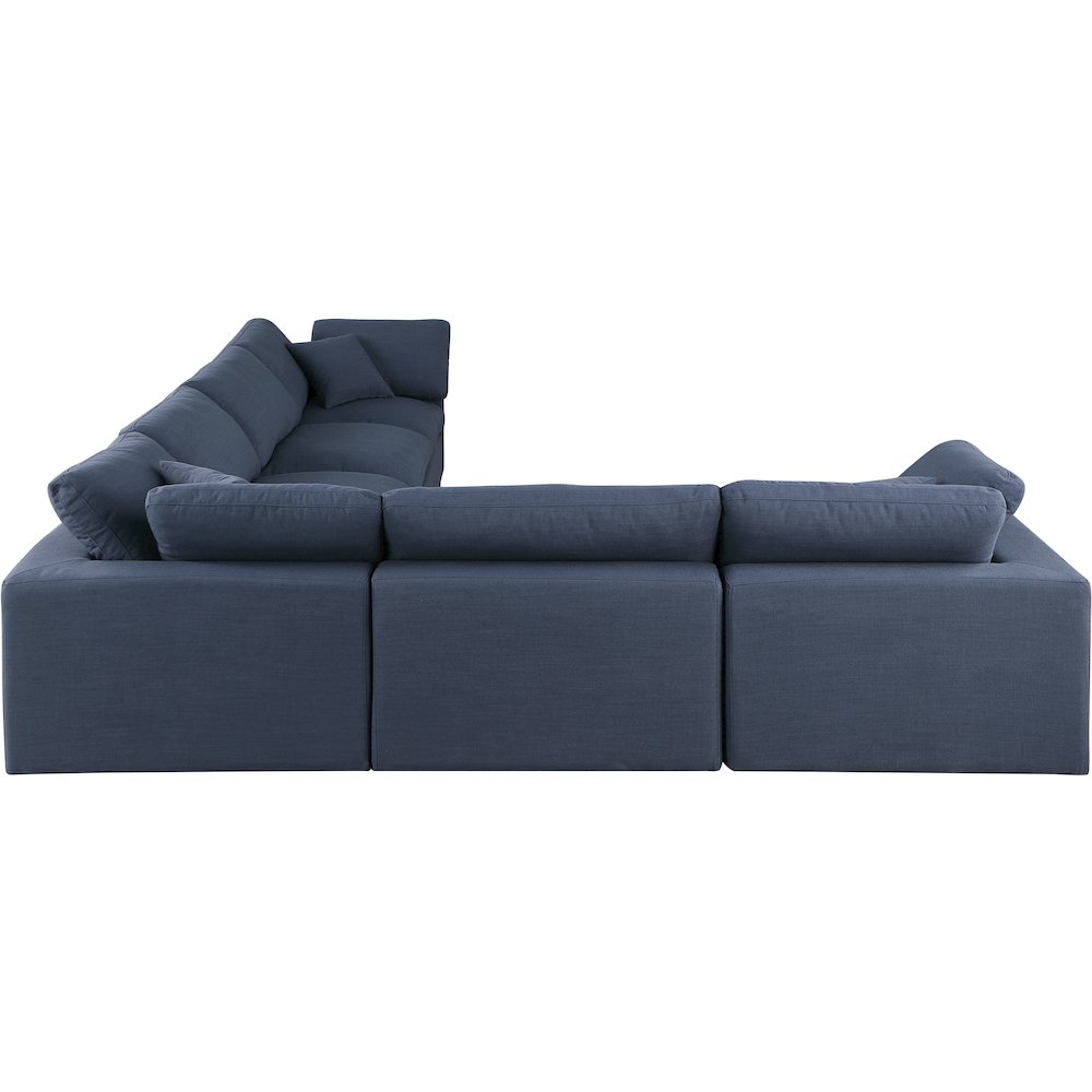 Comfy Navy Linen Textured Fabric Modular Sectional