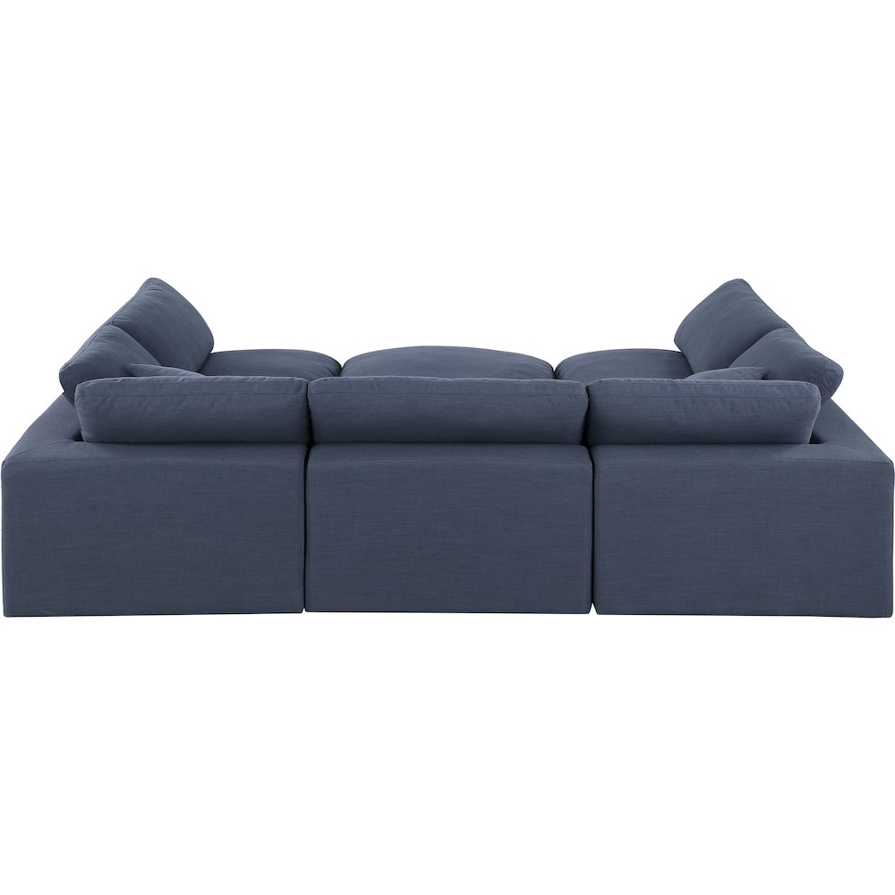 Comfy Navy Linen Textured Fabric Modular Sectional