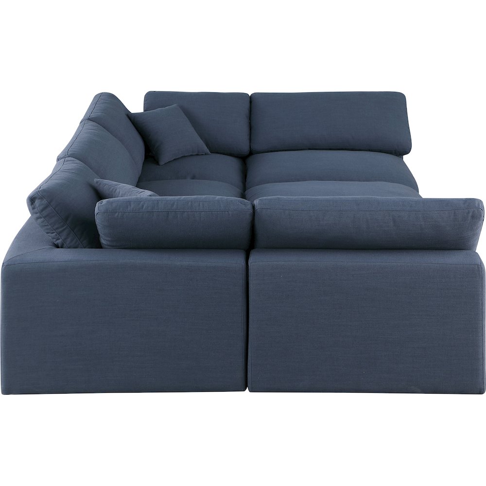 Comfy Navy Linen Textured Fabric Modular Sectional