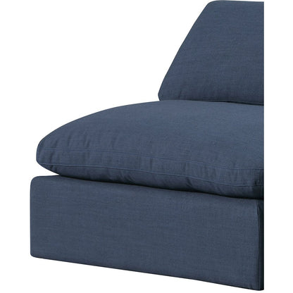 Comfy Navy Linen Textured Fabric Modular Sectional
