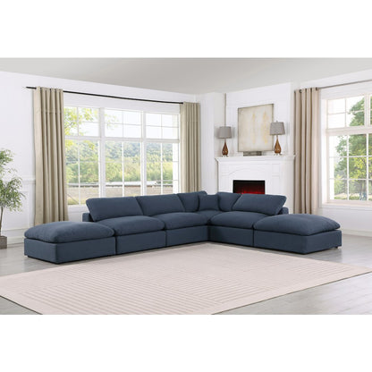 Comfy Navy Linen Textured Fabric Modular Sectional