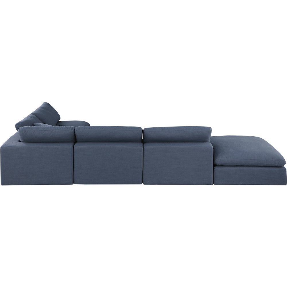 Comfy Navy Linen Textured Fabric Modular Sectional