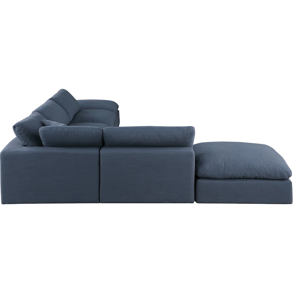 Comfy Navy Linen Textured Fabric Modular Sectional