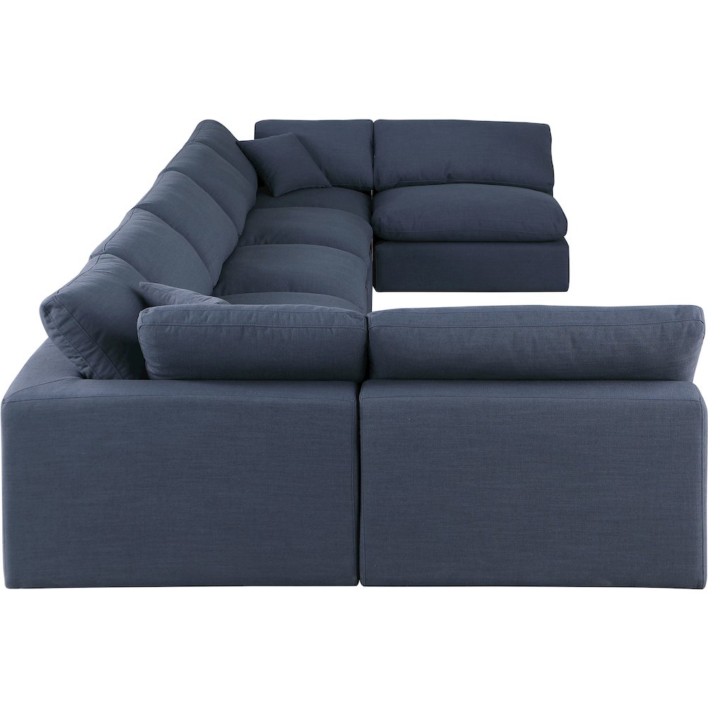 Comfy Navy Linen Textured Fabric Modular Sectional