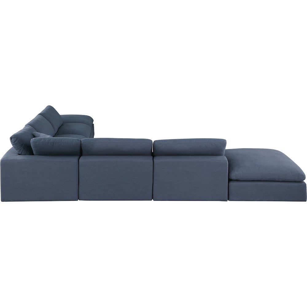 Comfy Navy Linen Textured Fabric Modular Sectional