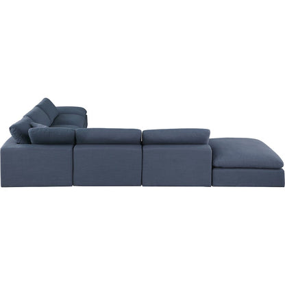 Comfy Navy Linen Textured Fabric Modular Sectional
