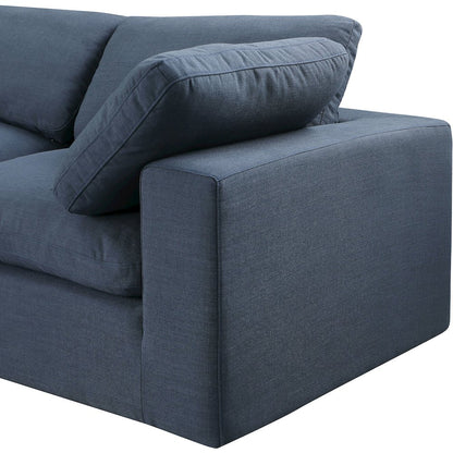Comfy Navy Linen Textured Fabric Modular Sectional