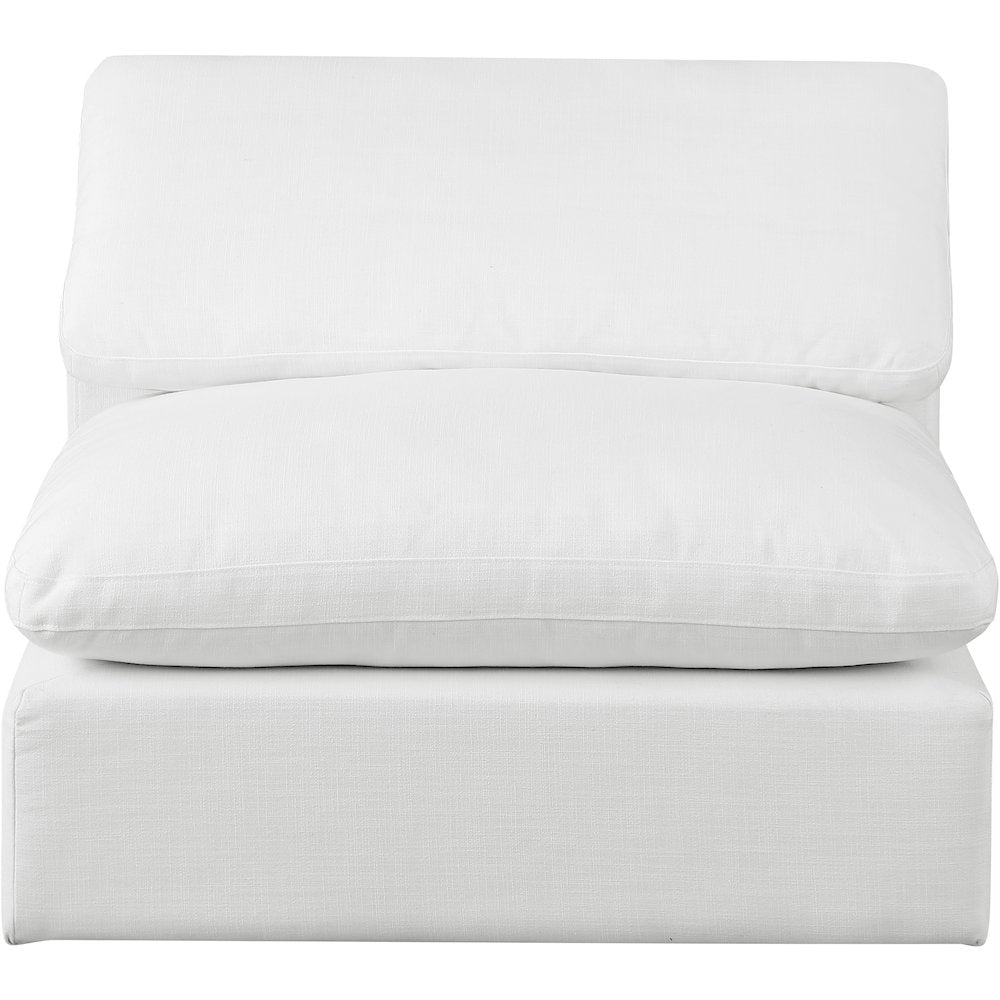 Comfy White Linen Textured Fabric Modular Armless Chair