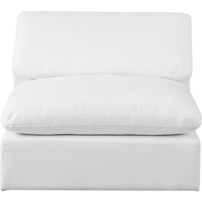 Comfy White Linen Textured Fabric Modular Armless Chair