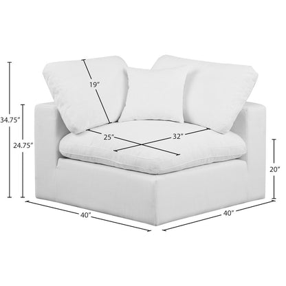 Comfy White Linen Textured Fabric Modular Corner Chair