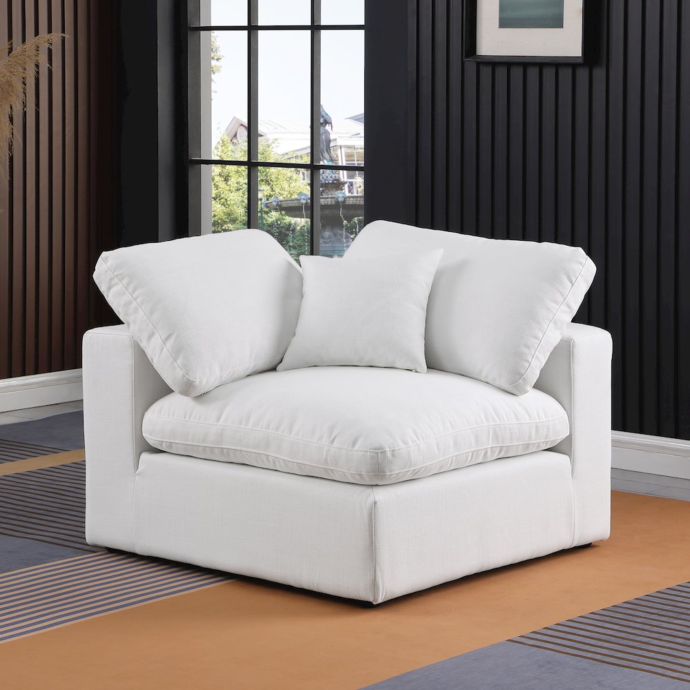 Comfy White Linen Textured Fabric Modular Corner Chair