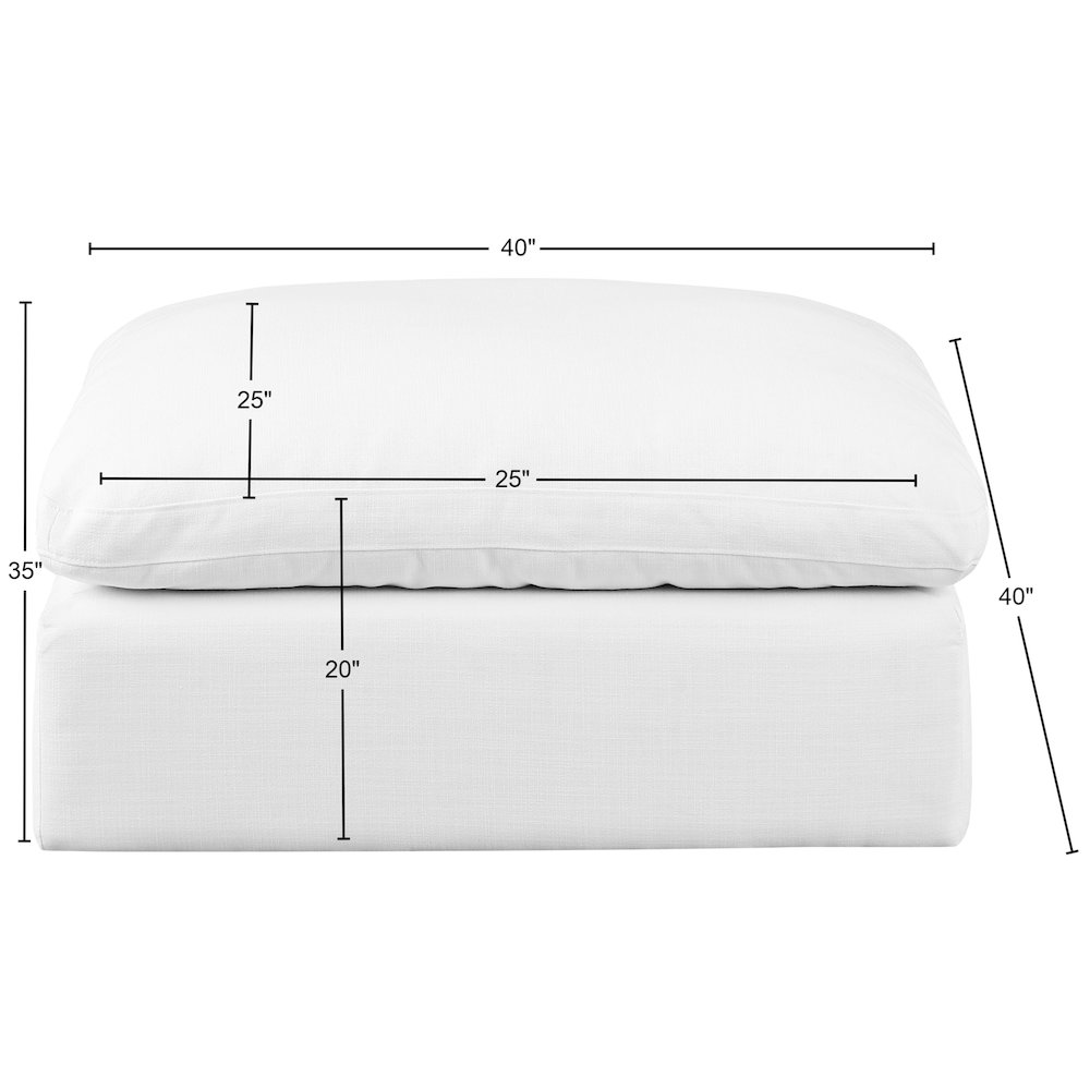 Comfy White Linen Textured Fabric Modular Ottoman