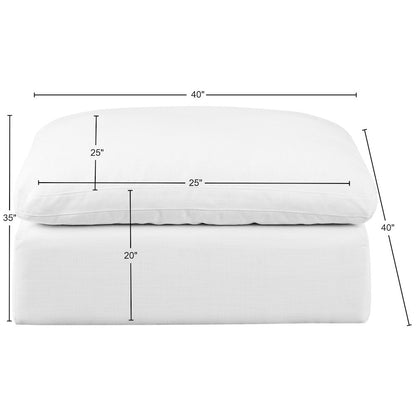 Comfy White Linen Textured Fabric Modular Ottoman