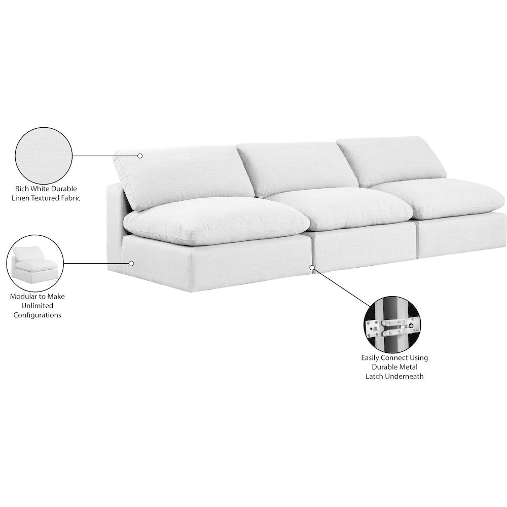 Comfy White Linen Textured Fabric Modular Sofa
