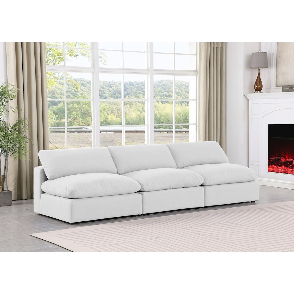 Comfy White Linen Textured Fabric Modular Sofa
